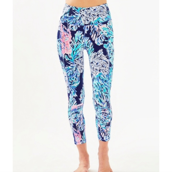 Lilly Pulitzer Pants - Lilly Pulitzer Blue and Pink Patterned Leggings Party In Paradise Small